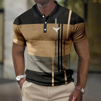 Swadeshi World Men's Short-sleeved Polo T-Shirt Plaid Bat Pattern Golf T-shirt Multicolors