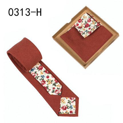 Swadeshi World Unique Men's Tie Floral Print Pocket Square Cotton Tie