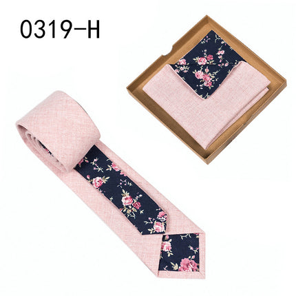 Swadeshi World Unique Men's Tie Floral Print Pocket Square Cotton Tie