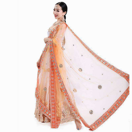 Swadeshi World Indian Sari Scarf Mesh Embroidery Georgette Exotic Style