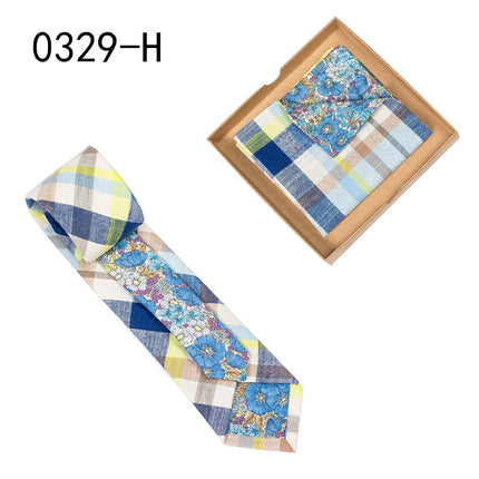 Swadeshi World Unique Men's Tie Floral Print Pocket Square Cotton Tie