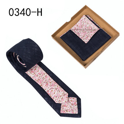 Swadeshi World Unique Men's Tie Floral Print Pocket Square Cotton Tie