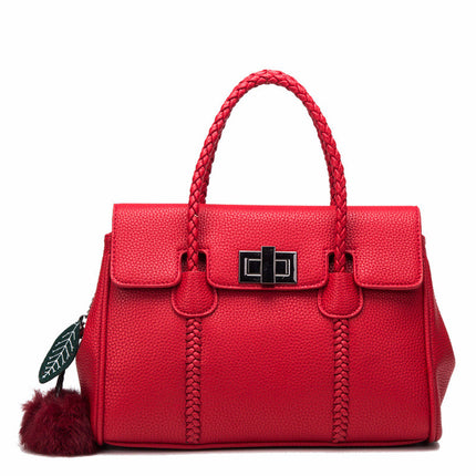 Swadeshi World Leather handbags Lychee Pattern Red Purse Imported Designer Shoulder Bags