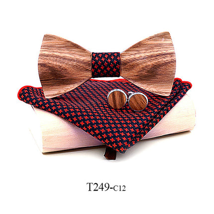 Swadeshi World Zebra wood wooden bow tie set