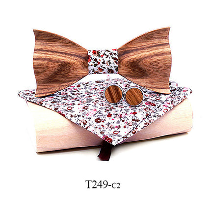 Swadeshi World Zebra wood wooden bow tie set