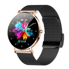 Rose Gold Black Steel Strap