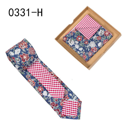 Swadeshi World Unique Men's Tie Floral Print Pocket Square Cotton Tie