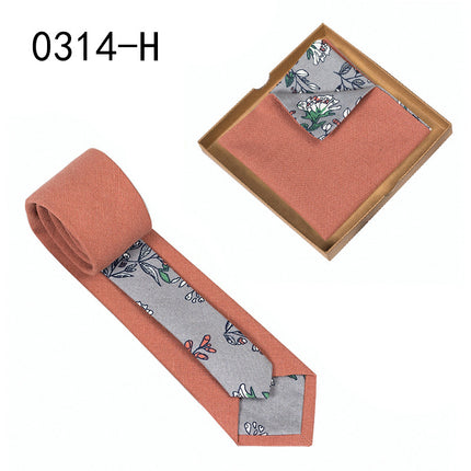 Swadeshi World Unique Men's Tie Floral Print Pocket Square Cotton Tie