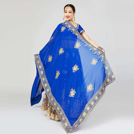 Swadeshi World Indian Sari Scarf Mesh Embroidery Georgette Exotic Style