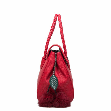 Swadeshi World Leather handbags Lychee Pattern Red Purse Imported Designer Shoulder Bags