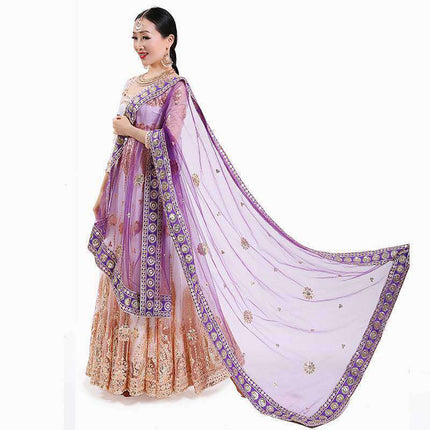 Swadeshi World Indian Sari Scarf Mesh Embroidery Georgette Exotic Style