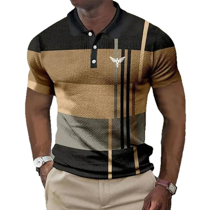 Swadeshi World Men's Short-sleeved Polo T-Shirt Plaid Bat Pattern Golf T-shirt Multicolors