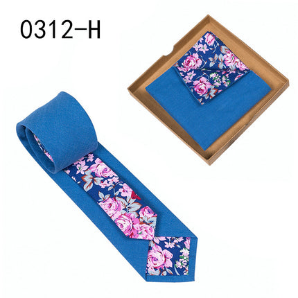 Swadeshi World Unique Men's Tie Floral Print Pocket Square Cotton Tie