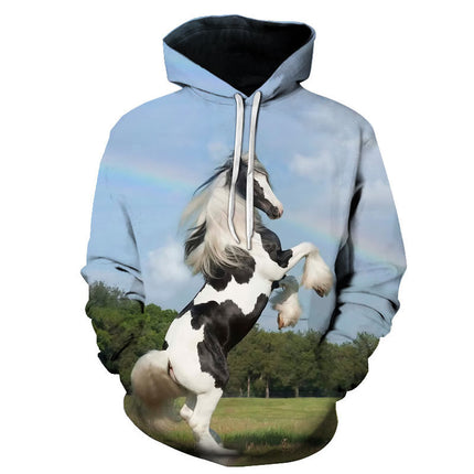 Swadeshi World Men's horse Print 3D Hooded Men Hoodies