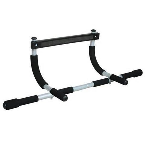 Swadeshi World Iron Gym Doorway Pull Up Bar, Heavy-Duty Strength Training Exercise Equipment, Multi-Grip Chin Up Bar for Home Gym Workout, Black and Silver