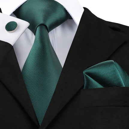 Men's Executive Wedding Solid Color Ribbed Collar Woven Ties Set