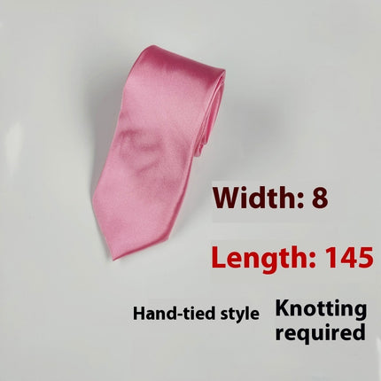 Swadeshi World Men's Silk Ties 8cm Black Hand-tied Plain Suit Tie