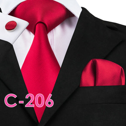 Men's Executive Wedding Solid Color Ribbed Collar Woven Ties Set