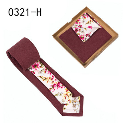 Swadeshi World Unique Men's Tie Floral Print Pocket Square Cotton Tie