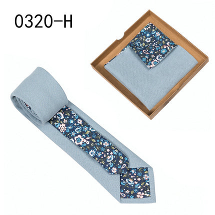 Swadeshi World Unique Men's Tie Floral Print Pocket Square Cotton Tie