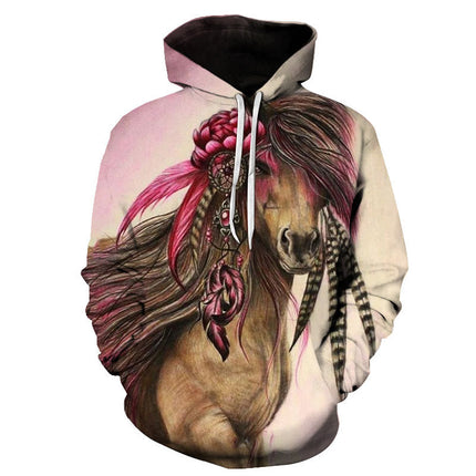 Swadeshi World Men's horse Print 3D Hooded Men Hoodies