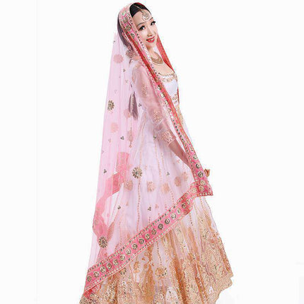 Swadeshi World Indian Sari Scarf Mesh Embroidery Georgette Exotic Style