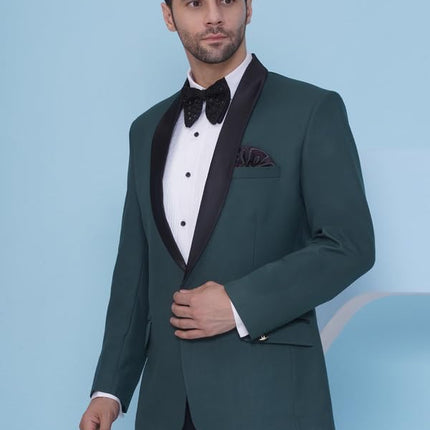 Swadeshi World Tuxedo Blazer for Men with 2 Pockets | Rayon Slim Fit Blazers | Ethnic Wear Tuxedos | One Button Solid Tuxedo Blazers in Shawl Collar | Blazer for Wedding, Festive, Formal
