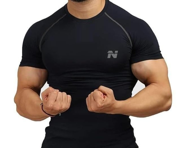 Swadeshi World Half Sleeve Compression T-Shirt Men's Athletic Sports Fitness Gym tshirts