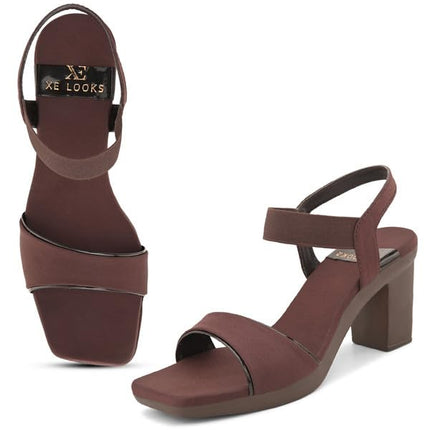 Women's Trendy Block Heels Open-Toe Sandals with Elastic Support, Anti-Skid Sole & Block Heels For Girls & Women