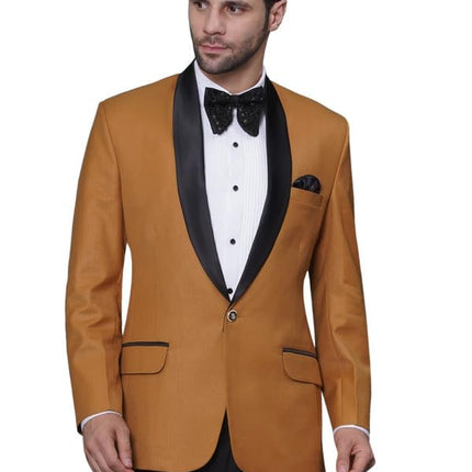 Swadeshi World Tuxedo Blazer for Men with 2 Pockets | Rayon Slim Fit Blazers | Ethnic Wear Tuxedos | One Button Solid Tuxedo Blazers in Shawl Collar | Blazer for Wedding, Festive, Formal