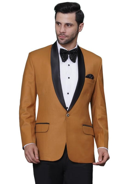 Swadeshi World Tuxedo Blazer for Men with 2 Pockets | Rayon Slim Fit Blazers | Ethnic Wear Tuxedos | One Button Solid Tuxedo Blazers in Shawl Collar | Blazer for Wedding, Festive, Formal