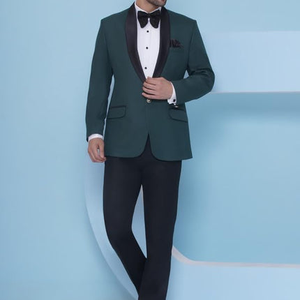 Swadeshi World Tuxedo Blazer for Men with 2 Pockets | Rayon Slim Fit Blazers | Ethnic Wear Tuxedos | One Button Solid Tuxedo Blazers in Shawl Collar | Blazer for Wedding, Festive, Formal