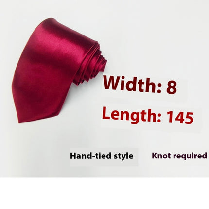 Swadeshi World Men's Silk Ties 8cm Black Hand-tied Plain Suit Tie