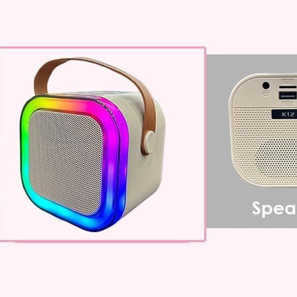 Swadeshi World Karaoke Machine for Kids Adults, Mini Portable Blue-Tooth Karaoke Speaker with Wireless Microphone and Dynamic Lights Birthday Gift