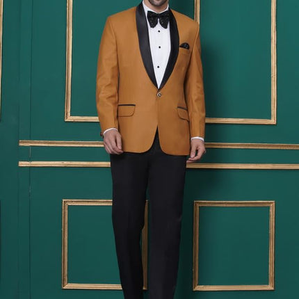 Swadeshi World Tuxedo Blazer for Men with 2 Pockets | Rayon Slim Fit Blazers | Ethnic Wear Tuxedos | One Button Solid Tuxedo Blazers in Shawl Collar | Blazer for Wedding, Festive, Formal