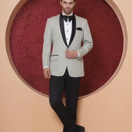Swadeshi World Tuxedo Blazer for Men with 2 Pockets | Rayon Slim Fit Blazers | Ethnic Wear Tuxedos | One Button Solid Tuxedo Blazers in Shawl Collar | Blazer for Wedding, Festive, Formal