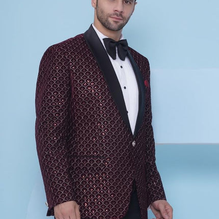 Velvet Wedding Blazer Suit for Men Embroidered Velvet Blazer Relaxed Fit Blazer for Men