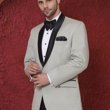 Swadeshi World Tuxedo Blazer for Men with 2 Pockets | Rayon Slim Fit Blazers | Ethnic Wear Tuxedos | One Button Solid Tuxedo Blazers in Shawl Collar | Blazer for Wedding, Festive, Formal