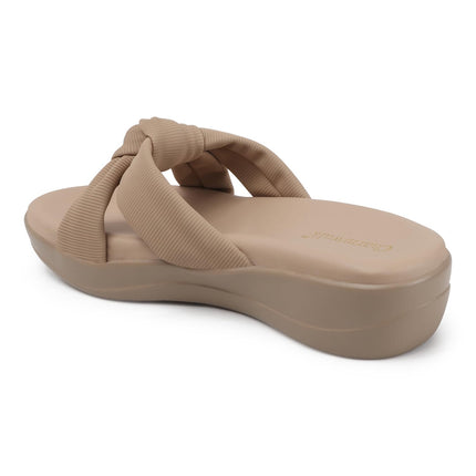 Women’s Wedge Slip-On Sandals with Knot Strap | Comfortable Casual Platform Slippers for Girls & Women