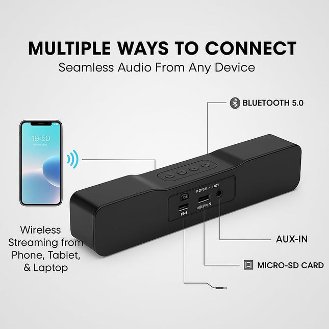 Karaoke Wireless Speaker & Mic Combo - MZ M51 Portable Bluetooth Sound bar  – 10W Dynamic Sound | 2400 mAh Battery | TV Wireless Speaker with USB/TF/AUX Support