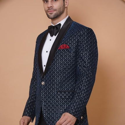 Velvet Wedding Blazer Suit for Men Embroidered Velvet Blazer Relaxed Fit Blazer for Men