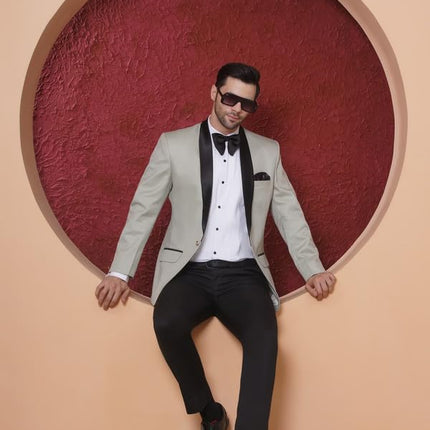 Swadeshi World Tuxedo Blazer for Men with 2 Pockets | Rayon Slim Fit Blazers | Ethnic Wear Tuxedos | One Button Solid Tuxedo Blazers in Shawl Collar | Blazer for Wedding, Festive, Formal