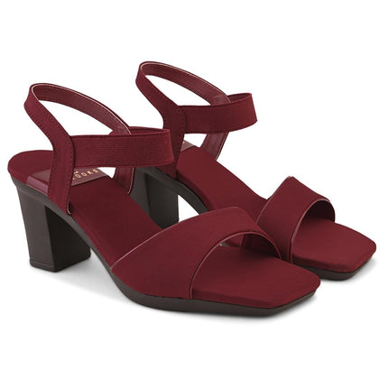 Women's Trendy Block Heels Open-Toe Sandals with Elastic Support, Anti-Skid Sole & Block Heels For Girls & Women