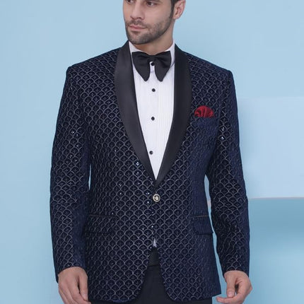 Velvet Wedding Blazer Suit for Men Embroidered Velvet Blazer Relaxed Fit Blazer for Men