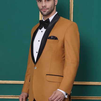 Swadeshi World Tuxedo Blazer for Men with 2 Pockets | Rayon Slim Fit Blazers | Ethnic Wear Tuxedos | One Button Solid Tuxedo Blazers in Shawl Collar | Blazer for Wedding, Festive, Formal