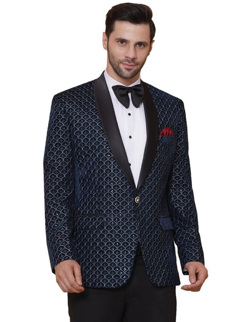Velvet Wedding Blazer Suit for Men Embroidered Velvet Blazer Relaxed Fit Blazer for Men