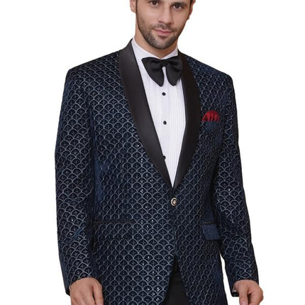 Velvet Wedding Blazer Suit for Men Embroidered Velvet Blazer Relaxed Fit Blazer for Men