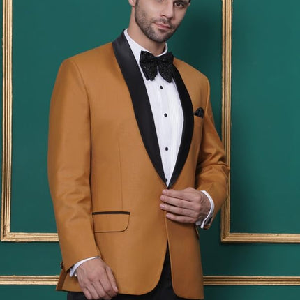 Swadeshi World Tuxedo Blazer for Men with 2 Pockets | Rayon Slim Fit Blazers | Ethnic Wear Tuxedos | One Button Solid Tuxedo Blazers in Shawl Collar | Blazer for Wedding, Festive, Formal