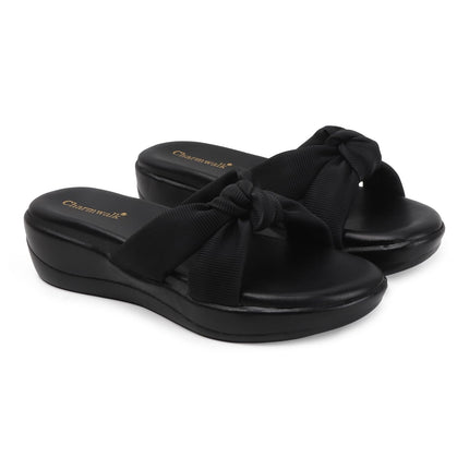 Women’s Wedge Slip-On Sandals with Knot Strap | Comfortable Casual Platform Slippers for Girls & Women