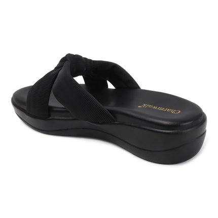 Women’s Wedge Slip-On Sandals with Knot Strap | Comfortable Casual Platform Slippers for Girls & Women